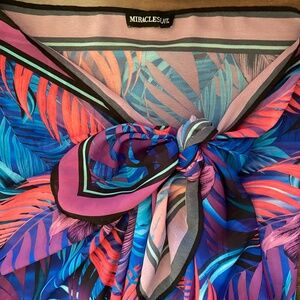MIRACLE SUIT Long Sarong  Swim Suit Wrap Cover Up Beachwear Palm Tree Tropical